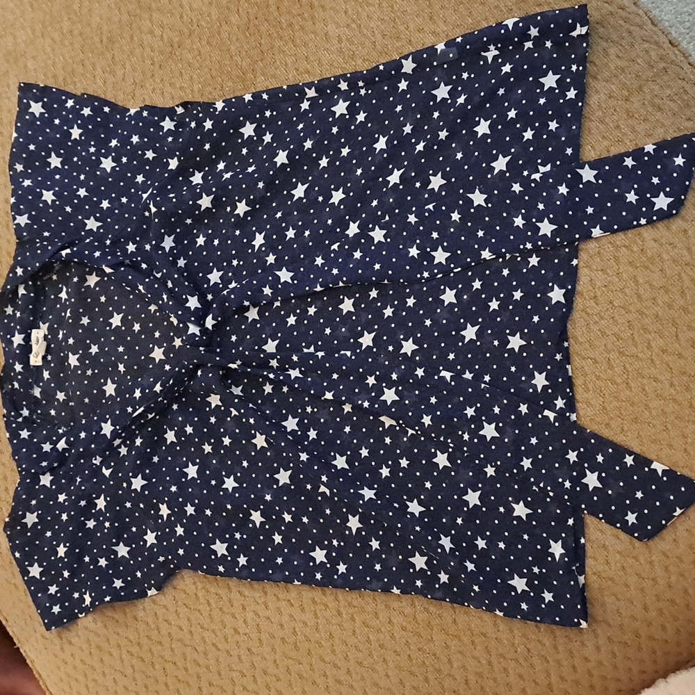 Lily Star Dark Blue With White Stars Blouse size Large